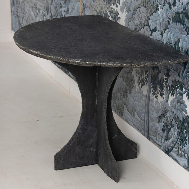 Charcoal 19th C. French Slate Demilune Console Table For Sale - Image 8 of 14