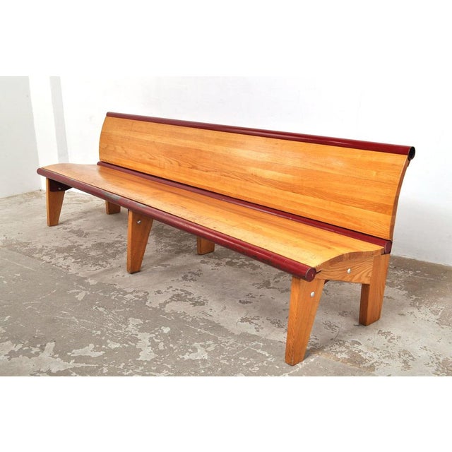 Wood Vintage School Bench, 1950s For Sale - Image 7 of 9