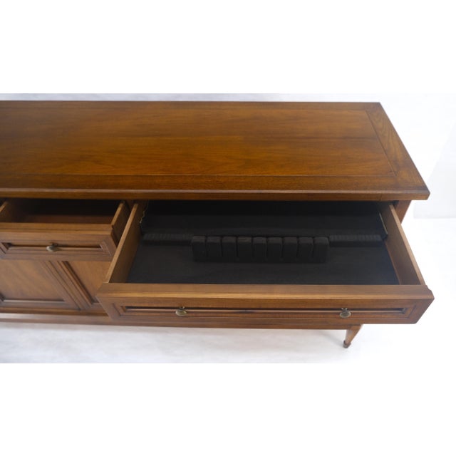 Fine Mid Century Light Walnut 5 Doors 3 Drawers Credenza Dresser Sideboard MINT For Sale - Image 10 of 13