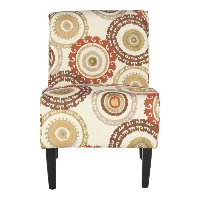 Multi Print Medallion Armless Club Chair For Sale