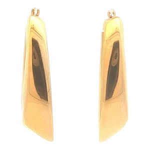Late 20th Century Pair of 14k Gold Electroformed Angled Hoop Earrings