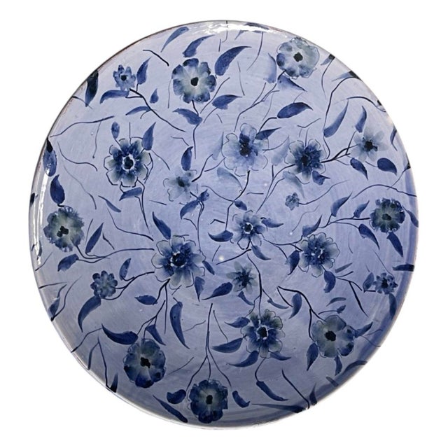 This exceptional, monumental 16.5-inch vintage ceramic serving platter is a masterpiece of Moroccan artistry, handcrafted...