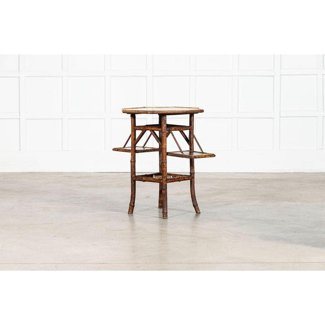 English Octagonal Lacquered Bamboo Side Table, 1880s For Sale - Image 13 of 14