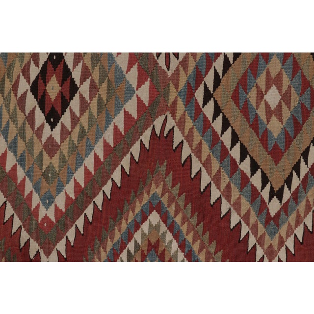 Tribal Vintage Persian Kilim, Tribal Gallery Runner Rug With Diamonds - Rug & Kilim For Sale - Image 3 of 8