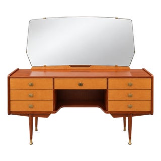 Vintage Dressing Table with Mirror Mid-Century Vanity (1950s/60s) For Sale