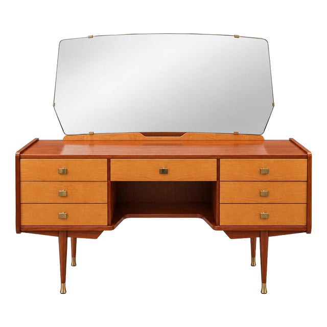 Vintage Dressing Table with Mirror Mid-Century Vanity (1950s/60s) For Sale
