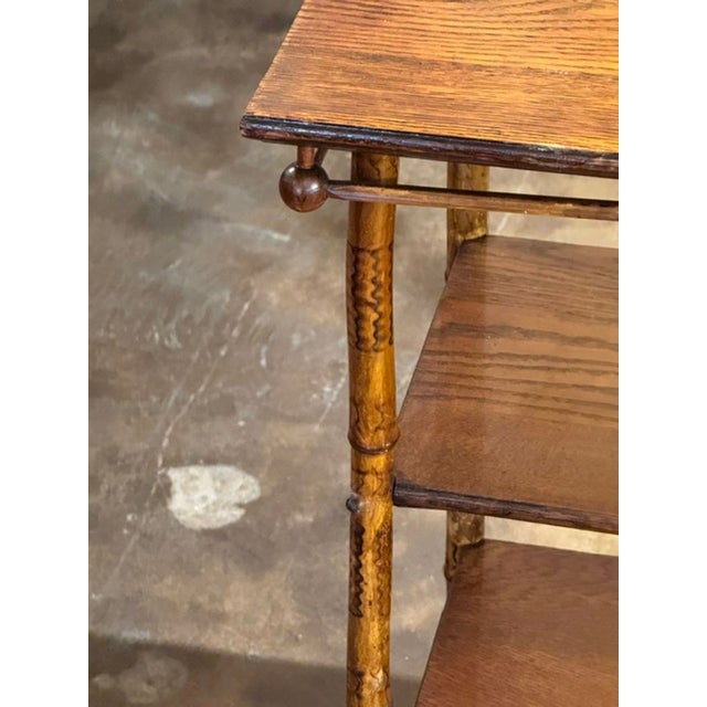 Vintage Italian Bamboo and Oak Side Table For Sale - Image 4 of 7