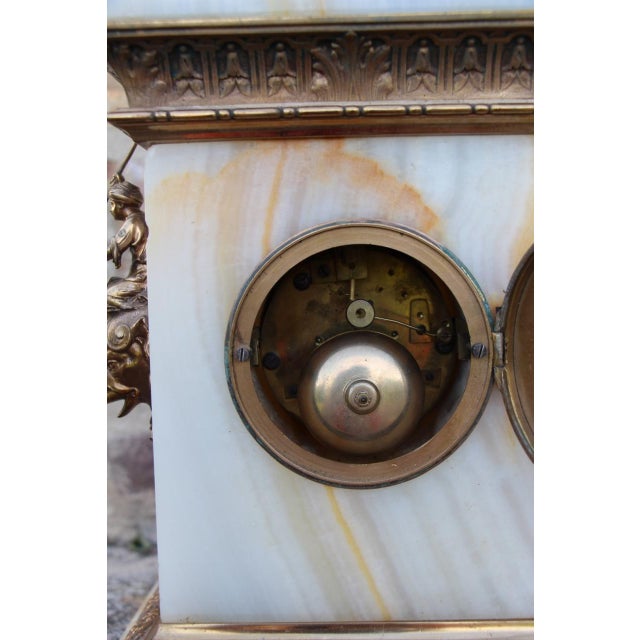 Gemstone 19th Century Pendulum Clock with Onyx Cornac For Sale - Image 7 of 11