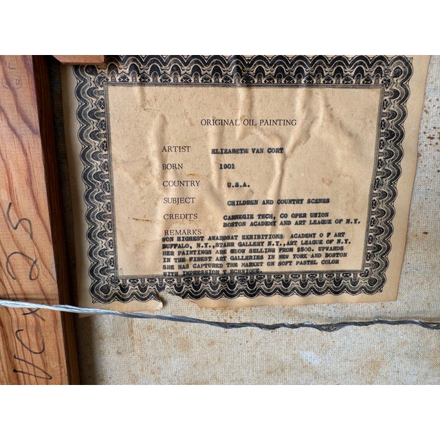 Elizabeth Van Cort “Children and Country Scenes” Impressionist Oil on Canvas Painting – Framed For Sale - Image 10 of 13