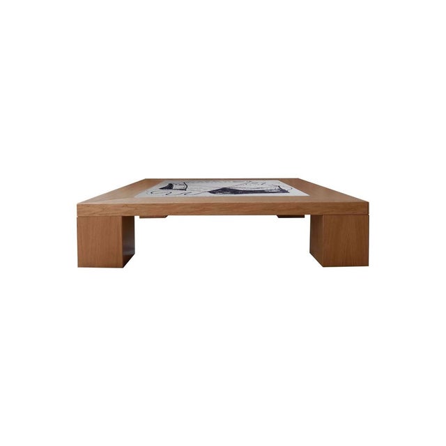 "Artistica Uno" table by Meccani Studio for Meccani Design. Beautiful oak coffee table with a black and white decoration...