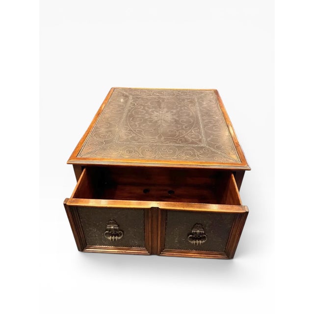 Theodore Alexander Theodore Alexander Armoury Collection Brass Clad Cocktail Table With Paw Feet For Sale - Image 4 of 12