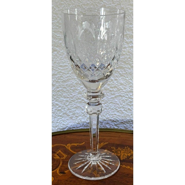 Rogaska Queen Crystal Water Goblets Set of 4 Cut Floral 9.25" Slovenia For Sale - Image 10 of 11