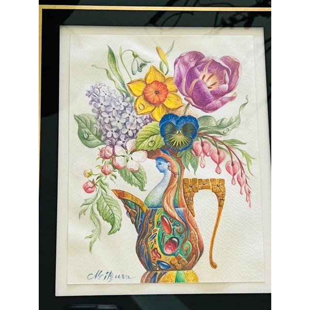 2000 - 2009 Framed Origianl Ann Nichols Fantasy Water Color Still Life For Sale - Image 5 of 13