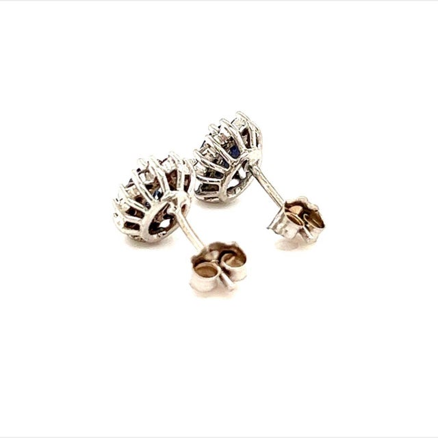 2010s Natural Sapphire Diamond Stud Earrings 14k Gold 0.90 TCW Certified For Sale - Image 5 of 8