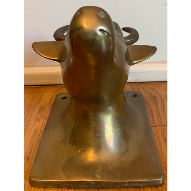 Mid-Century Modern Vintage Brass Cow Head For Sale - Image 3 of 8