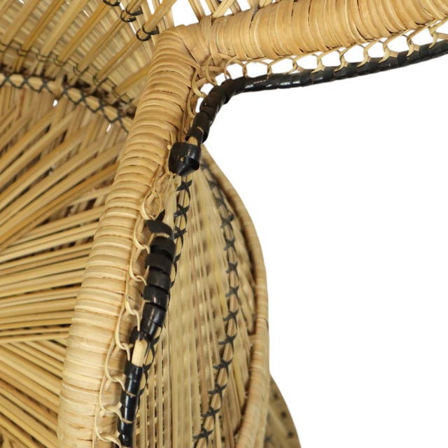 Large Boho Peacock Emanuelle Chair in Rattan, 1960s For Sale - Image 15 of 16