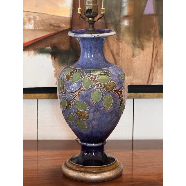 Blue 1950s Pair of Royal Doulton “Rose” Lamps For Sale - Image 8 of 15