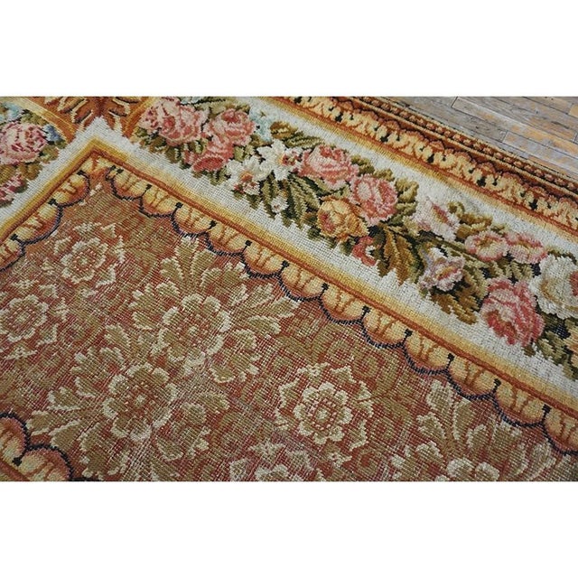 Mid 18th Century 1750s Camel Classic Floral European Georgian English Axminster Carpet Wool Rug For Sale - Image 5 of 10