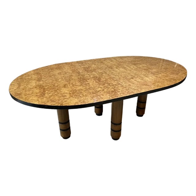 Exceptional Exotic Burl Wood Race Track Oval Dining or Conference Table For Sale