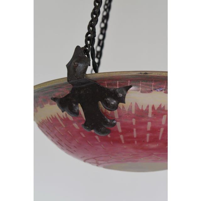 French Art Deco Pendant Light by Le Verre Francais Schneider 1920s France For Sale - Image 10 of 14