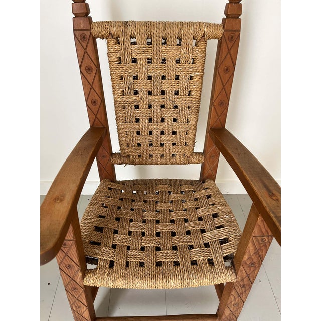 Folk Art Childrens Wooden and Rope Chair, 1900s For Sale - Image 5 of 7