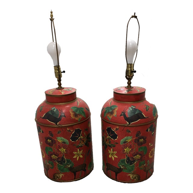 1990s Decoupage Table Lamps - a Pair For Sale