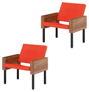 Set of Walnut Block Armchair by Carl Malmsten