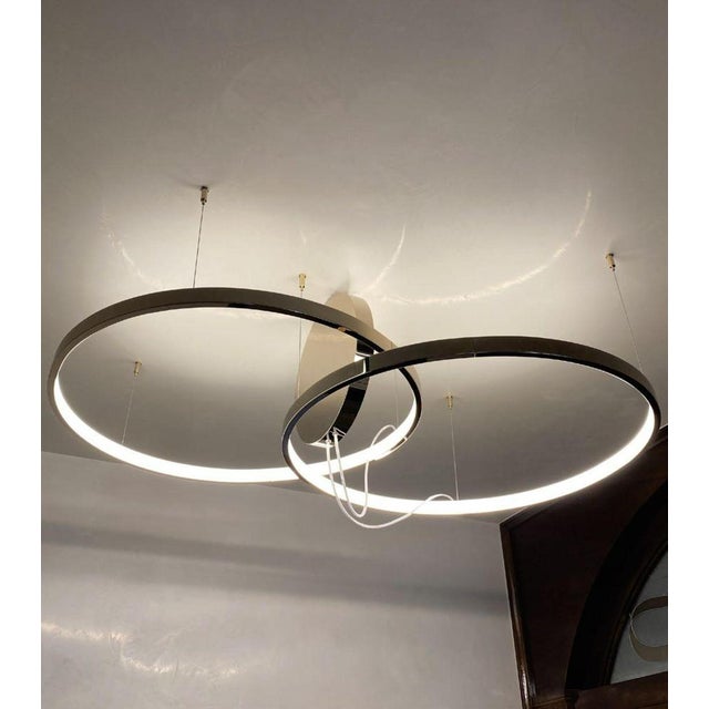 Plumbeo Triple Ring Suspension Light in Galvanic Plumbeo by Aggiolight For Sale - Image 4 of 8