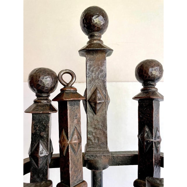 Antique Bradley & Hubbard Mfg. Hammered Iron Fireplace Tool Set Chairish
