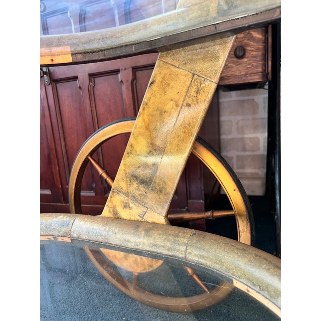 1950s Italian Aldo Tura Model 640 Goatskin Three-Tier Bar Cart For Sale In Cleveland - Image 6 of 11