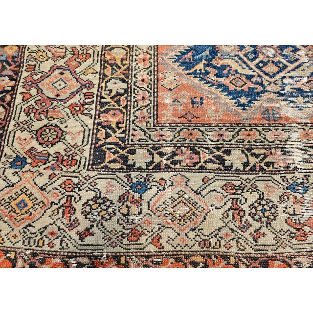 Antique Persian Malayer Gallery Rug, Hand-Knotted Wool, Geometric Pattern, 7x15, Blue & Ivory For Sale - Image 16 of 18