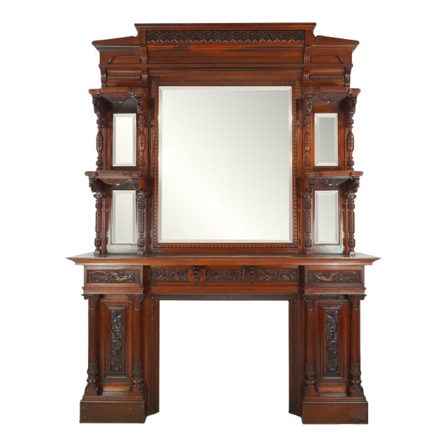 Late 19th Century Victorian Mahogany Fireplace Mantel For Sale