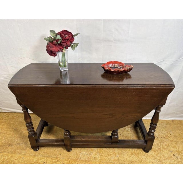 Jacobean Revival Oak Gate Leg Drop Leaf Table, 1900s For Sale - Image 11 of 12