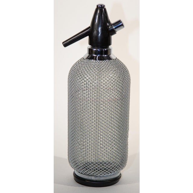 Vintage Classic Soda Siphon Seltzer Glass Bottle With Wire Mesh For Sale - Image 14 of 18