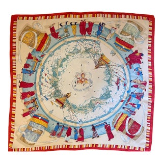 Hermes Prières Au Vent 1996 Rybaltchenko Dimitri Silk Scarf For Sale