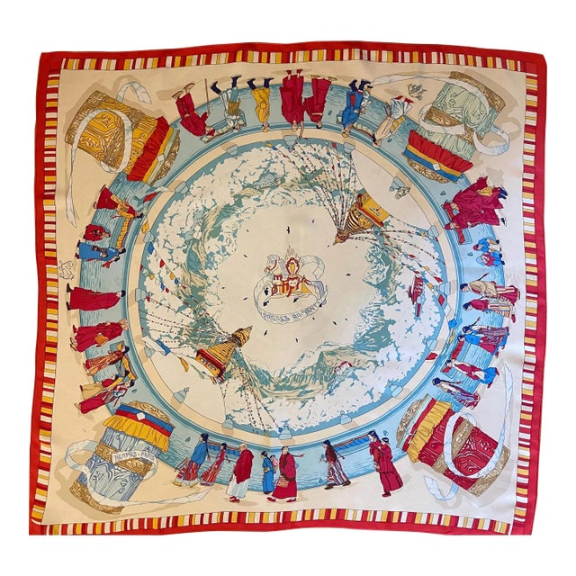 Hermes Prières Au Vent 1996 Rybaltchenko Dimitri Silk Scarf For Sale