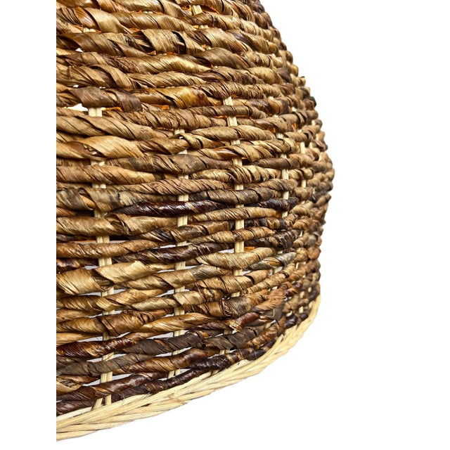 Banana Leaf Woven Pendant Light Large For Sale In Los Angeles - Image 6 of 12