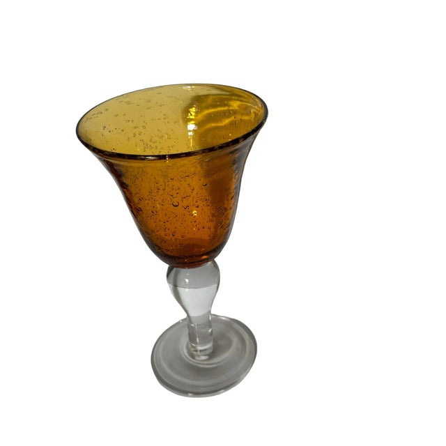 Vintage Artland Iris Amber Bubble Blown Glass Goblets - Set of 11 For Sale - Image 4 of 9
