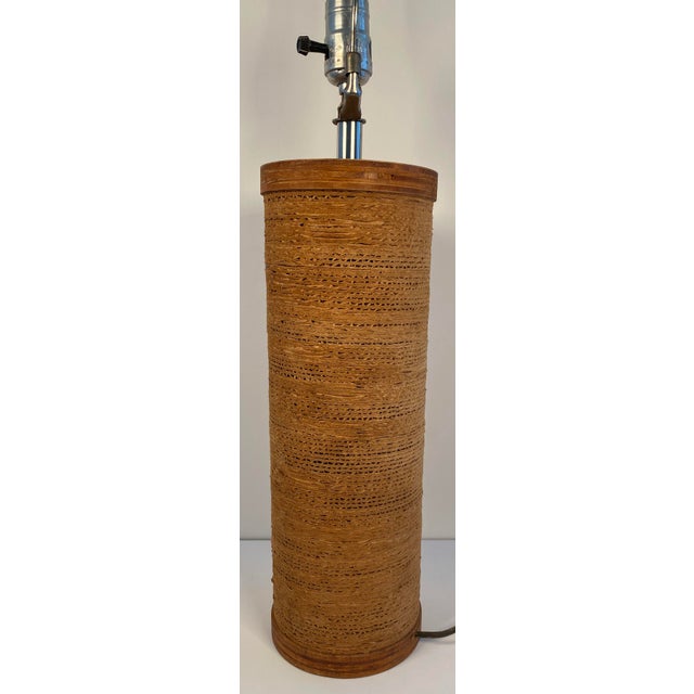 Mid-Century Modern 1970s Mid-Century Modern Raffia Wrapped Cylinder Table Lamp, Natural Woven Cord For Sale - Image 3 of 9