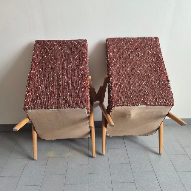 Red Mid-Century Modern French Compass Feet Chairs in Beech from Erton, 1950s, Set of 2 For Sale - Image 8 of 15