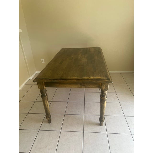 Hand-Refinished Solid Wood Farmhouse Table - Timeless Rustic Charm For Sale - Image 10 of 11