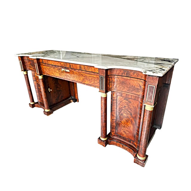 Wood 1820’s Federal Empire Marble Top Sideboard - Possibly Duncan Phyfe For Sale - Image 7 of 12