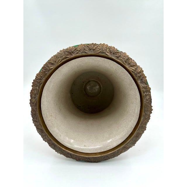 Vintage Chinoiserie Bronze Ormolu Mounted Yellow Porcelain Vase For Sale - Image 13 of 15