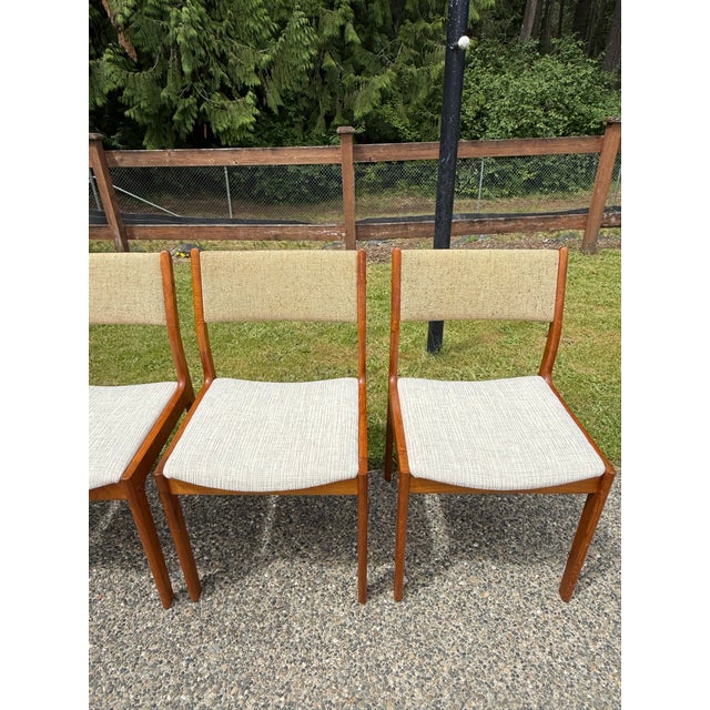 Tan Set of Four (4) Danish Mid-Century Modern Dining Chairs in Solid Teak by D-Scan, C. 1980's For Sale - Image 8 of 9