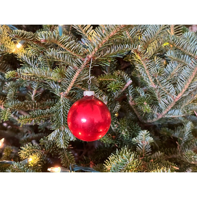 Vintage Mid Century Red Glass Christmas Ornaments For Sale - Image 4 of 15