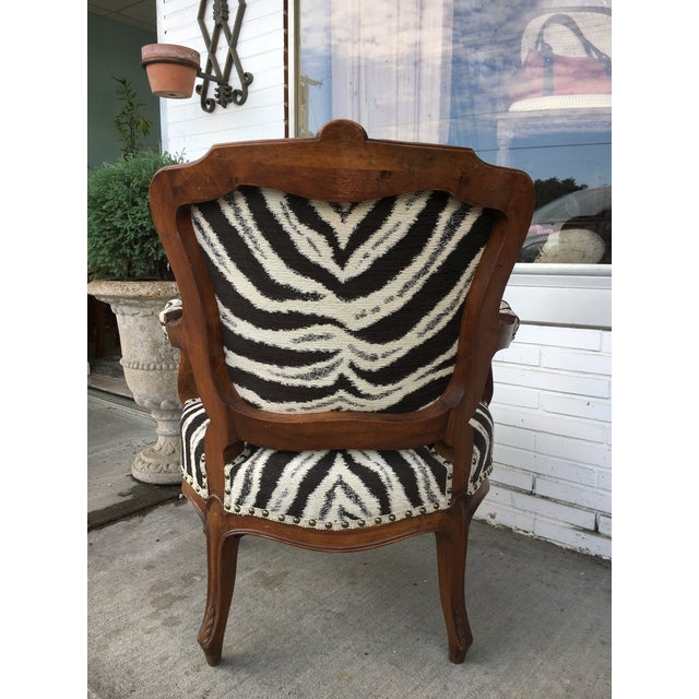 French Zebra Accent Arm Chair For Sale - Image 4 of 12