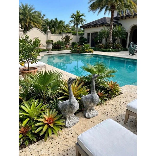 Metal Pair of Vintage Brutalist Style Cast Metal Goose Sculptures For Sale - Image 7 of 10