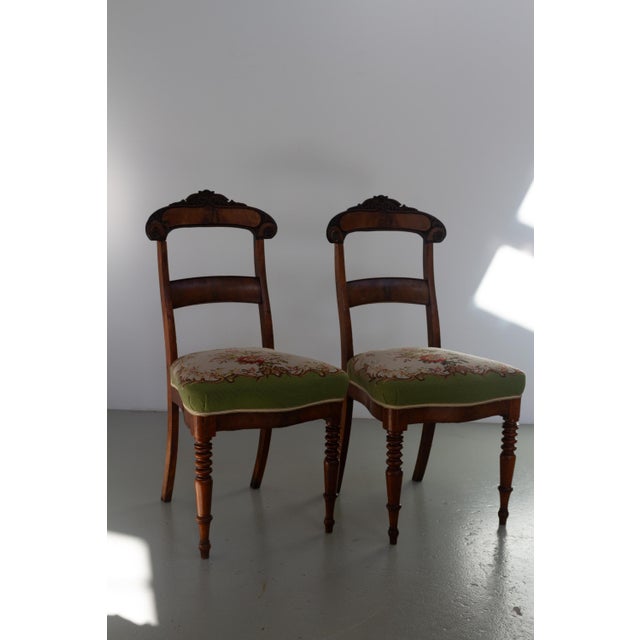Danish Art Nouveau Chairs with Floral Needlepoint Seats, 1900s, Set of 2 For Sale - Image 9 of 18