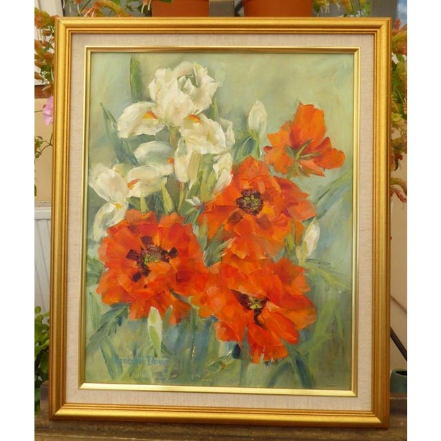 Red Elizabeth Davies, Floral Still Life, 1980, Oil on Canvas For Sale - Image 8 of 15