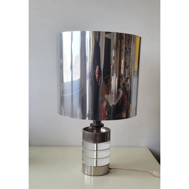 1970s Table Lamp in Polished and Nickel-Plated Brass by L. Bonan, 1970s For Sale - Image 5 of 12